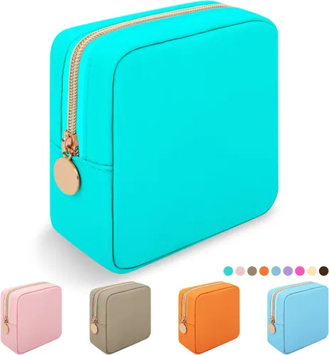Miniatura 40 de Iqimott Bolsa Grande de Maquillaje de Nylon para Viaje, Bolsa de Cosméticos Preppy Grande Organizadora de Maquillaje de Nylon Bolsa de Artículos
