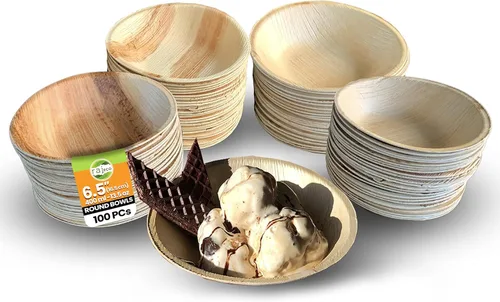 Miniatura 9 de Raj Unique Collection 7.5" Cuencos redondos de hoja de palma, mejores que cuencos de bambú y papel, desechables, compostables, biodegradables
