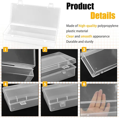 Miniatura 3 de 10 cajas de almacenamiento de plástico de 6 pulgadas, pequeños recipientes de almacenamiento con tapas con bisagras, cajas transparentes