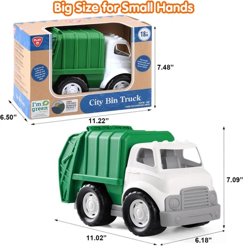 Miniatura 7 de PLAY Camión de basura y camiones de bomberos ecológicos, [certificado por USDA] sin BPA/ftalato/PVC, escalera de bioplástico reciclado, juguete