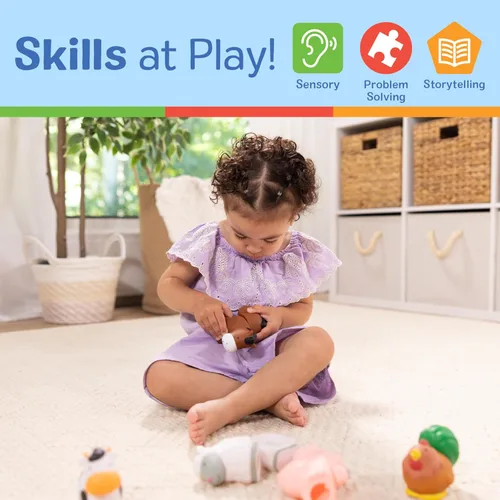 Miniatura 5 de Bloques educativos Melissa & Doug, Pop Baby Toy, 10 piezas conectables, animales de granja Animales Pop de granja