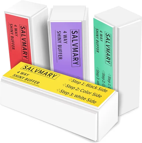 Kit de bloque de brillo de uñas, todo en uno, 4 vías, brillante, pulidor de uñas, bloques suavizantes para uñas naturales, 4 unidades