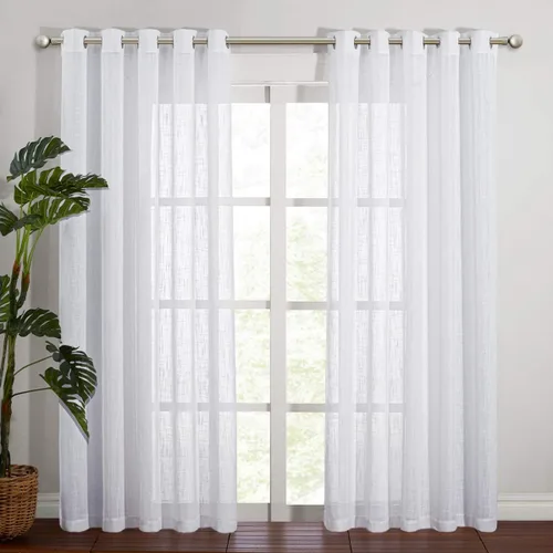 NICETOWN Cortinas para ventana de sala de estar, semitraslúcidas con textura de 84 pulgadas de largo, con ojales, casuales, semitransparentes para