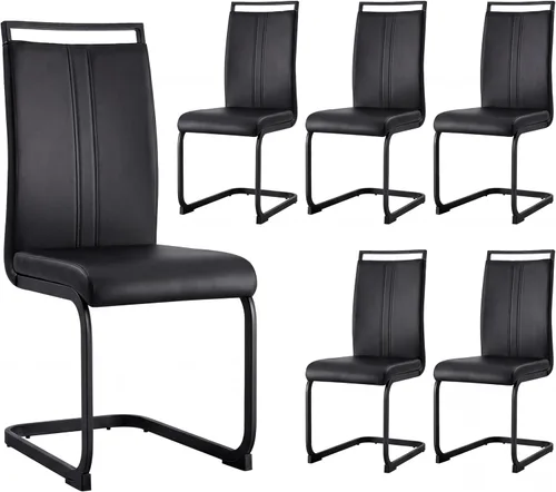 Miniatura 30 de Juego de 2 sillas de comedor modernas con esponja de alta densidad tapizada y patas de metal, sillas para comedor, sillas de comedor de piel