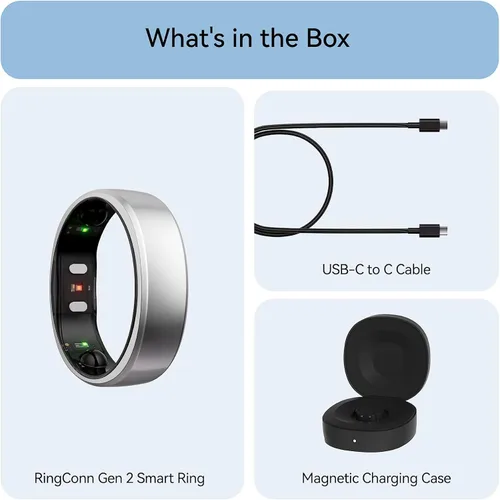 Miniatura 8 de RingConn - Gen 2, anillo inteligente con monitoreo de apnea del sueño, sin suscripción, batería de 12 días, seguimiento de salud, compatible