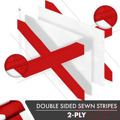 Miniatura 2 de G128 Bandera del Estado de Alabama 3 x 5 pies Serie Double ToughWeave de doble cara con costura de 210D de poliéster Rayas cosidas