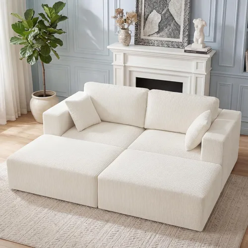 Miniatura 17 de Sofá modular Cloud de 3 plazas sin hueso de 115 pulgadas para habitación familiar, sofá sin espinas comprimida de espuma viscoelástica con asiento