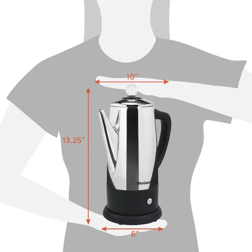 Miniatura 7 de Elite Gourmet EC812 Percoladora eléctrica de café de 12 tazas con mantiene el calor, perilla de progreso de preparación transparente, mango de tacto