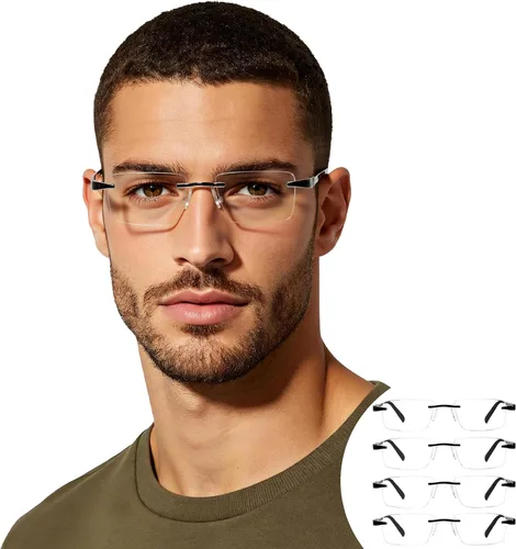 Miniatura 8 de Paquete de 4 lentes de lectura para mujeres y hombres con bisagra de resorte para lectores de media montura 1.0 1.5 2.0 2.5 3.0 3.5 4.0