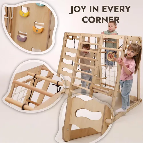 Miniatura 6 de Goodevas Improves 9-in-1 Indoor Climbing Frame for Kids, Montessori Climbing Frame with Slide, Swing, Climbing Wall, Climbing Triangle - Playground