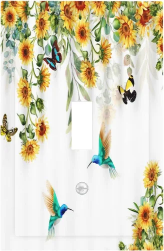 Miniatura 19 de Cubiertas de Interruptor de Luz Artísticas de Cuádruple Palanca con Hojas Tropicales Florales Boho, Flores Bohemias Decorativas Botánicas, Placas