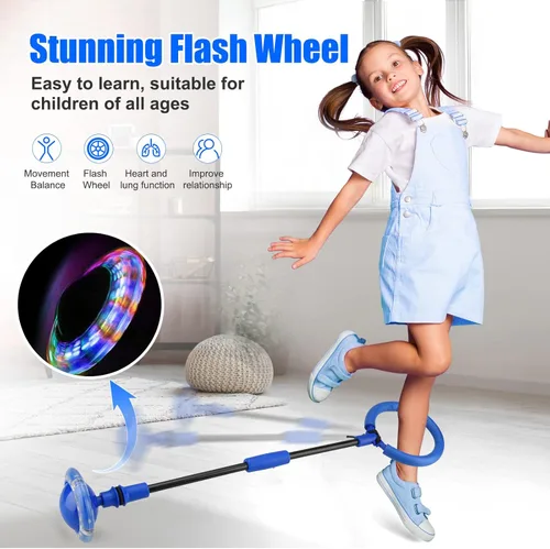 Miniatura 3 de Chridark Pelota de Salto de Tobillo para Niños - Pelota de Salto Plegable con Rueda Luminosa, Juguetes de Juego al Aire Libre para Niños y Adultos