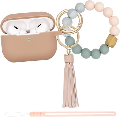 Miniatura 10 de Funda compatible con Airpods Pro de 2ª generación 2022, funda protectora de silicona suave con llavero de pulsera para Apple Airpods Pro 2 funda