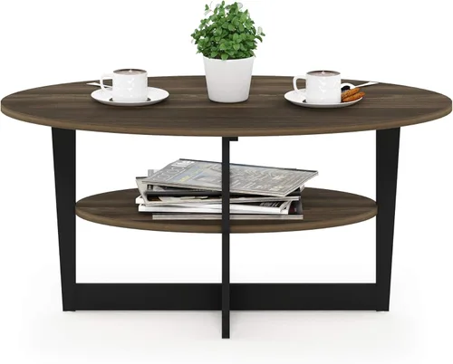 Miniatura 4 de Furinno - Mesa de café, 1 paquete, color nogal Columbia/negro Columbia Nogal/Negro