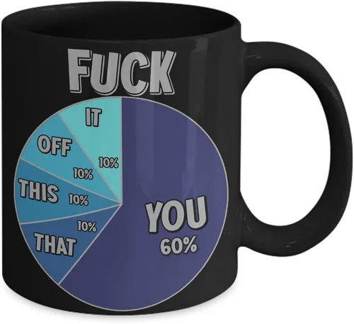 Miniatura 2 de Fuck You It Off This That Hilarous Pie Chart Taza divertida para hombres, 11 o 15 onzas, taza de café de cerámica sarcástica blanca o negra, Blanco