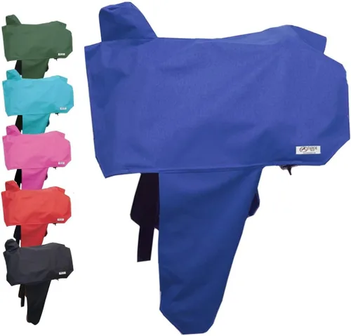 Miniatura 6 de Tahoe Funda de sillín impermeable de nailon resistente de alta calidad con seis correas elásticas de sujeción y fundas de estribo, se adapta a