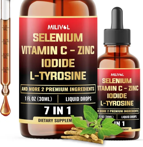 Gotas líquidas de selenio 7 en 1, selenometionina de 200 mcg para hombres y mujeres, suplemento puro de apoyo tiroideo, tintura de alta absorción,
