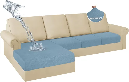 Miniatura 48 de HDCAXKJ Fundas de Cojines para Sofá Seccional 100% Impermeables, 3 Piezas, Forma de L, Funda Seccional Elástica para Chaise, Juego de Fundas