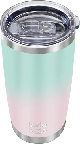 Miniatura 53 de WETOWETO - Vaso de viaje con aislamiento de 20 onzas, de acero inoxidable, con doble pared, a prueba de fugas, taza de café con revestimiento