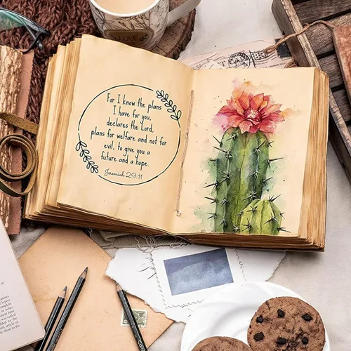 Miniatura 2 de LEATHER VILLAGE Diario encuadernado en cuero, marrón rústico, 7 x 5 pulgadas, 220 páginas, diario vintage de papel en blanco para escribir, dibujar