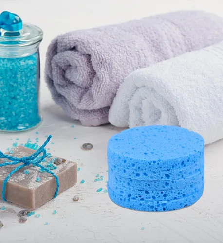 Miniatura 5 de 50 esponjas faciales comprimidas para limpieza diaria y exfoliación suave, esponja de celulosa 100% natural, perfecta para eliminar la piel muerta