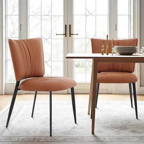 Miniatura 8 de Lamberia Juego de 4 sillas de comedor modernas de mediados de siglo, cómodas sillas tapizadas de piel sintética para cocina, comedor, color blanco