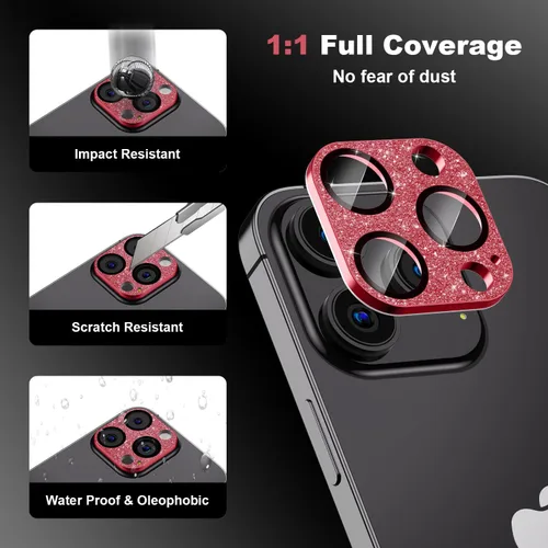 Miniatura 4 de Protector de lente de cámara para iPhone 15 Pro/iPhone 15 Pro Max, [protección contra caídas y cobertura completa] Protector de pantalla de vidrio
