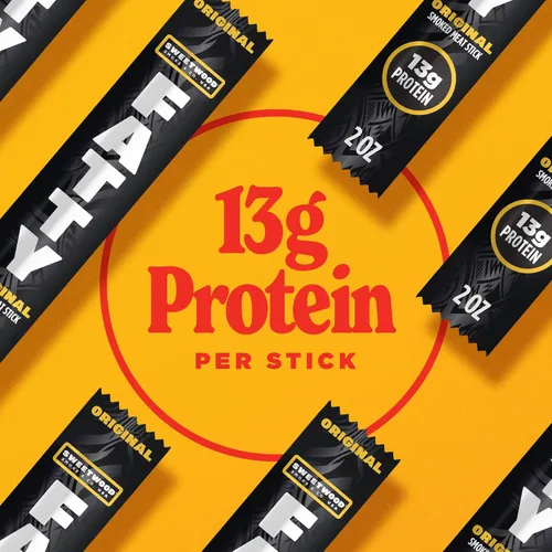 Miniatura 3 de Palitos de Carne FATTY, Hechos con Carne de Res Alimentada con Pasto, Cerdo Criado sin Antibióticos, 13g de Proteína por Palito, Original, De