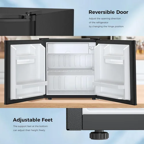 Miniatura 4 de Antarctic Star Mini refrigerador de 1.6 pies cúbicos con congelador, refrigerador pequeño y compacto con puerta reversible individual, estantes