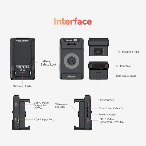 Miniatura 7 de Accsoon SeeMo - Transmisión de video HDMI 4K para iPhone 17/16/15/14/13 iPad, monitor transmisor de cámara de video 4K30/1080p60, transmisión