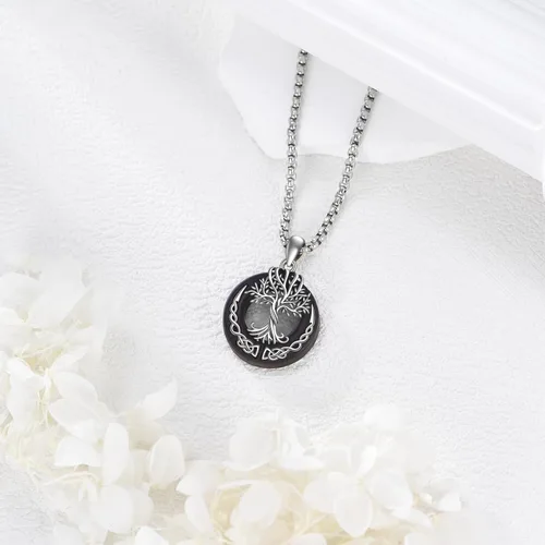Miniatura 34 de ONEFINITY Collar de plata de ley 925 con diseño de árbol de la vida con colgante de nudo celta de concha de abulón para mujer