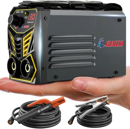 GZ GUOZHI Soldador de Electrodo Pequeño Mini Portátil, Máquina de Soldadura ARC MMA de 110V 130A con Cable Portaelectrodos y Abrazadera de Trabajo,