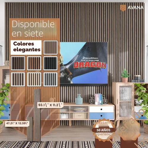 Miniatura 7 de Avana Paneles de pared de madera acústica – Paneles de 93.2 x 11.25 pulgadas – Se adapta a diseños de 94 x 12 pulgadas – Paneles acústicos de nogal