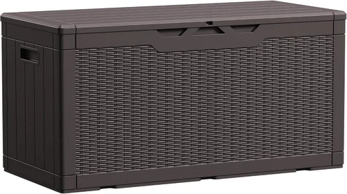 Miniatura 22 de Devoko 29 Gallon Waterproof Outdoor Storage Box Resin Deck Box Lockable and UV Resistant for Patio Furniture, Garden Tools (Black, 29 Gallon)