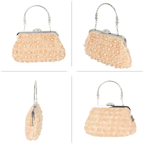 Miniatura 5 de Women Mini False Pearls Evening Handbag Clutch Metal Top-handle Bag Chain Strap Cross-body Bag