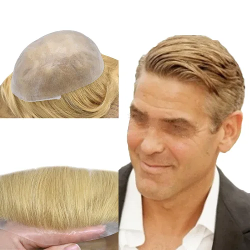Miniatura 98 de Tupé para hombre, extensiones de cabello humano Remy para hombre, piel fina, 0.002 in, sistema de reemplazo de cabello con bucle en V para hombres
