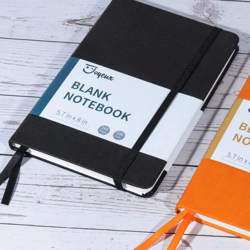 Miniatura 4 de JOYEUX Cuaderno en blanco, tamaño A5, 160 páginas, 3.53 oz/m² de grosor, cuaderno de bocetos de tapa dura para escribir, cuadernos de 5.7 x 8 Negro