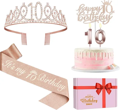 Miniatura 41 de Decoraciones de cumpleaños número 13 para niñas, incluyendo corona/tiara de cumpleaños 13, banda oficial para adolescentes y decoración de pastel