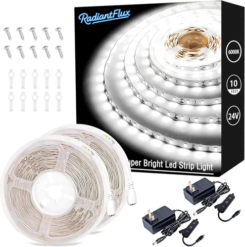 Miniatura 19 de RadiantFlux Tira de Luz Púrpura, Tira de Luz LED Púrpura Flexible de 30 Pies con Kit, 540 Perlas de Lámpara, Luz LED de 24V, No Impermeable