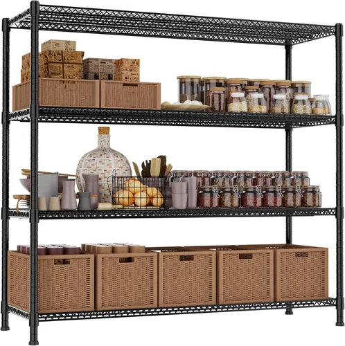 Miniatura 9 de REGILLER Estante de almacenamiento de 3 alambres ajustable y resistente, organizador de alambre de metal para lavandería, baño, cocina, despensa