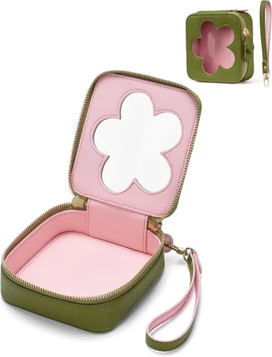 Miniatura 11 de Popvibe Pequeña bolsa de cosméticos para bolso, mini bolsa de maquillaje, pequeña bolsa transparente, bonita funda de maquillaje de cuero