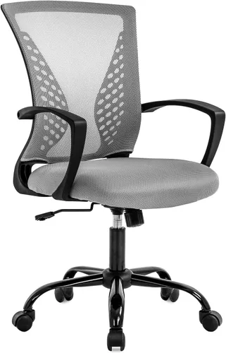 Miniatura 10 de Silla de oficina de malla, silla de escritorio, silla para computadora, con soporte lumbar, reposabrazos, giratoria, ajustable, ergonómica