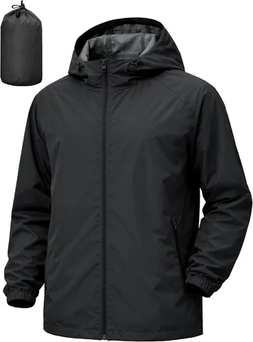 Miniatura 8 de Chaqueta impermeable para hombre, rompevientos, impermeable, para ciclismo, correr, senderismo, con capucha, ligera, plegable