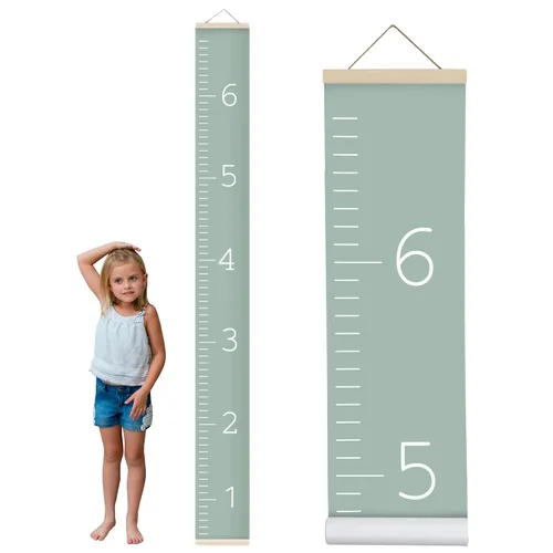 Miniatura 12 de Morxy Tabla de Crecimiento de Lona para Niños - Decoración de Pared Unisex para Habitación de Niños - Tabla de Medición de Altura - Cinta de Pared