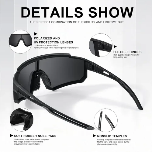 Miniatura 5 de Gafas de sol polarizadas deportivas para hombres y mujeres, gafas de sol para pesca, ciclismo, bicicleta de montaña, béisbol con protección UV Marco