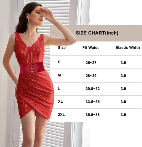 Miniatura 5 de GRACE KARIN Cinturón de corsé con botones a presión para mujer, cinturón elástico ancho para vestido
