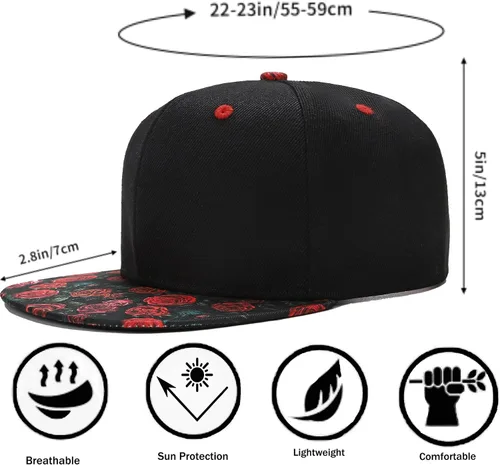 Miniatura 13 de Gorra de béisbol para hombre, estilo hip hop, visera plana, ajustable, unisex, ajustable, transpirable