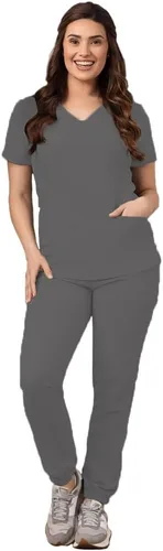 Green Town Conjunto médico de enfermería GT 4FLEX para mujer, camiseta y pantalón, colores sólidos y estampados