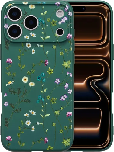 Miniatura 20 de RALEAVO Funda Floral para iPhone 12, Cubierta de Silicona Líquida con Bonito Patrón de Rama de Flores para Niñas y Mujeres, Funda Protectora de Goma