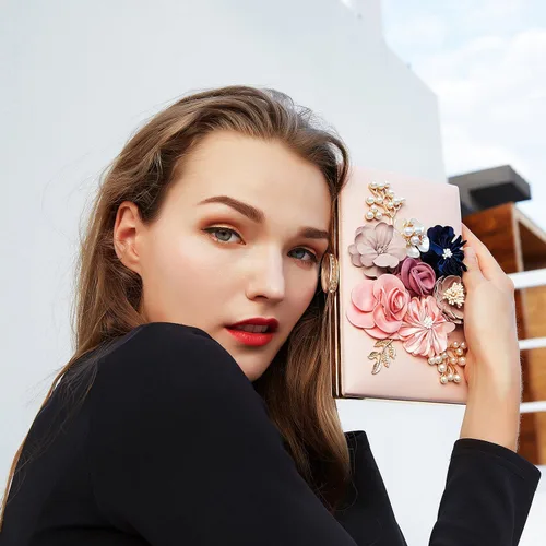 Miniatura 7 de Milisente - Bolso tipo clutch de diseño floral, bolso de noche para mujer, para novias, bodas
